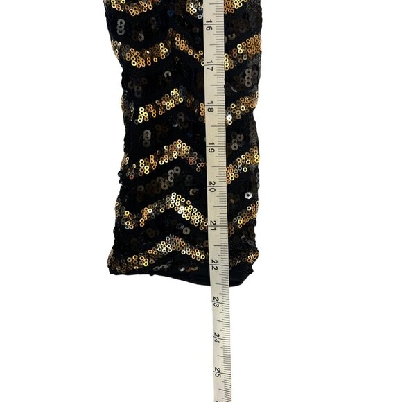 H&M Women's Sequin Black & Gold Mini Dress - Picture 5 of 7